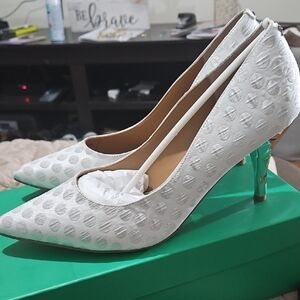J.Renee White Textured Heels